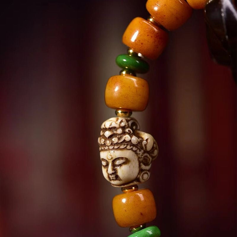 Tibetan - style Bodhi bracelet with yak bone beads, blessed by the Buddha