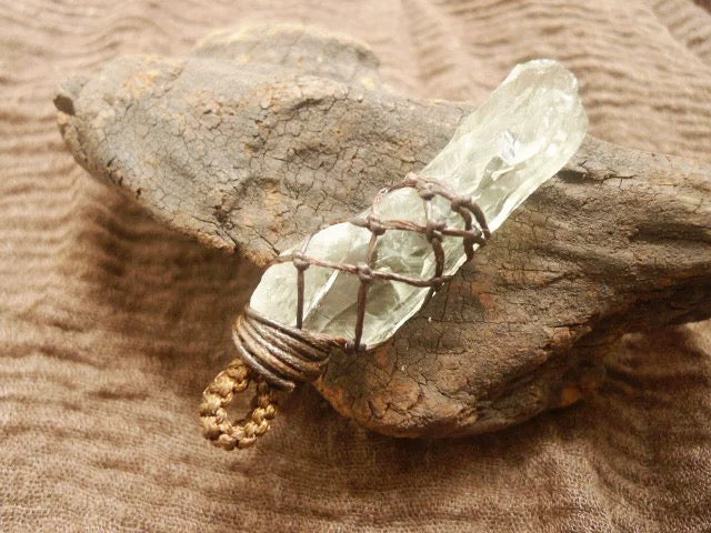 Handmade with Ingenuity: Natural Raw Crystal Braided - Rope Pendant, Unlock the Natural Charm and Rhythm