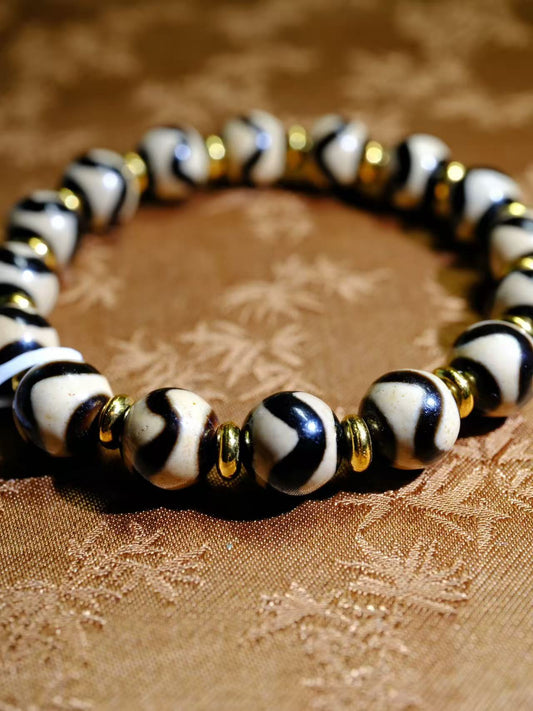 Tibetan Tso Si mystic pattern dzi-like fortune bracelet culturally handcrafted Tibetan auspicious bracelet