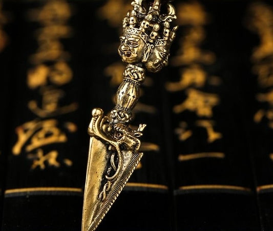 Tibetan Buddhist Three-Faced Phurba Vajra Pestle Pendant