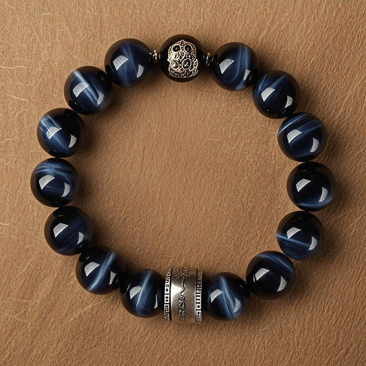 Tibetan-style Five-Elements Water Spirit Pearl Bracelet: In the Pure Realm of Blue Waves, Wisdom Dwells Permanently