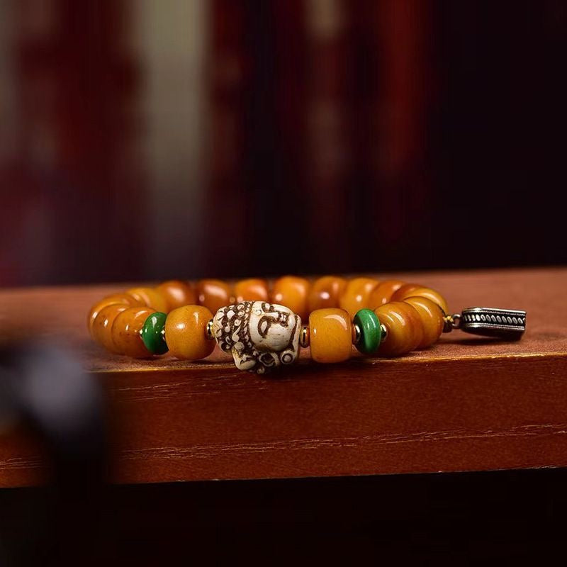 Tibetan - style Bodhi bracelet with yak bone beads, blessed by the Buddha