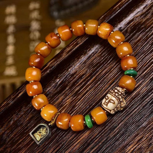Tibetan - style Bodhi bracelet with yak bone beads, blessed by the Buddha