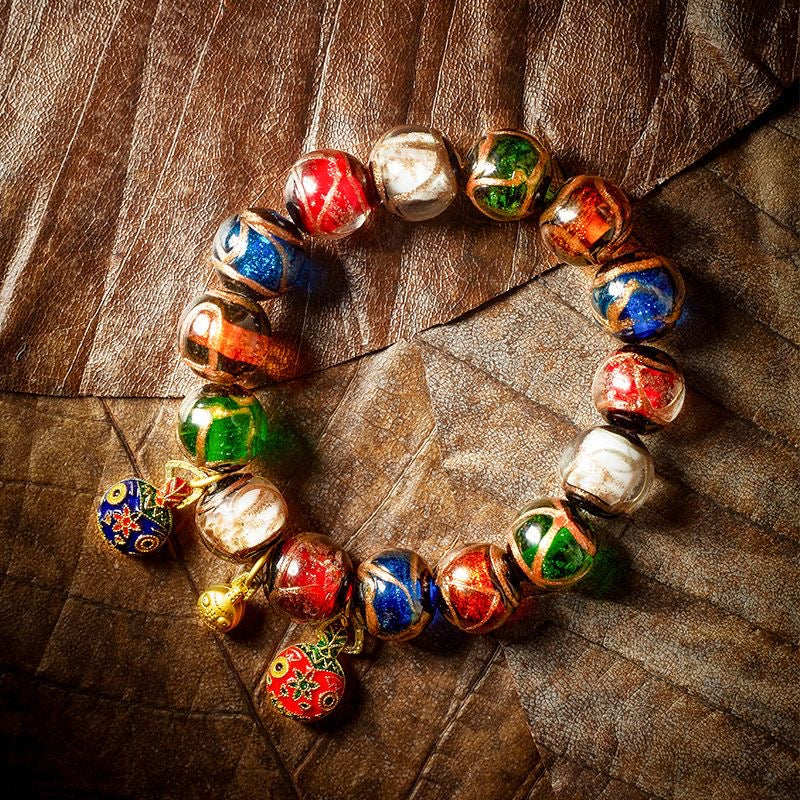 Tibetan - style Multicolored Glazed Bracelet: Inheriting Blessings, Accompanying Good Luck