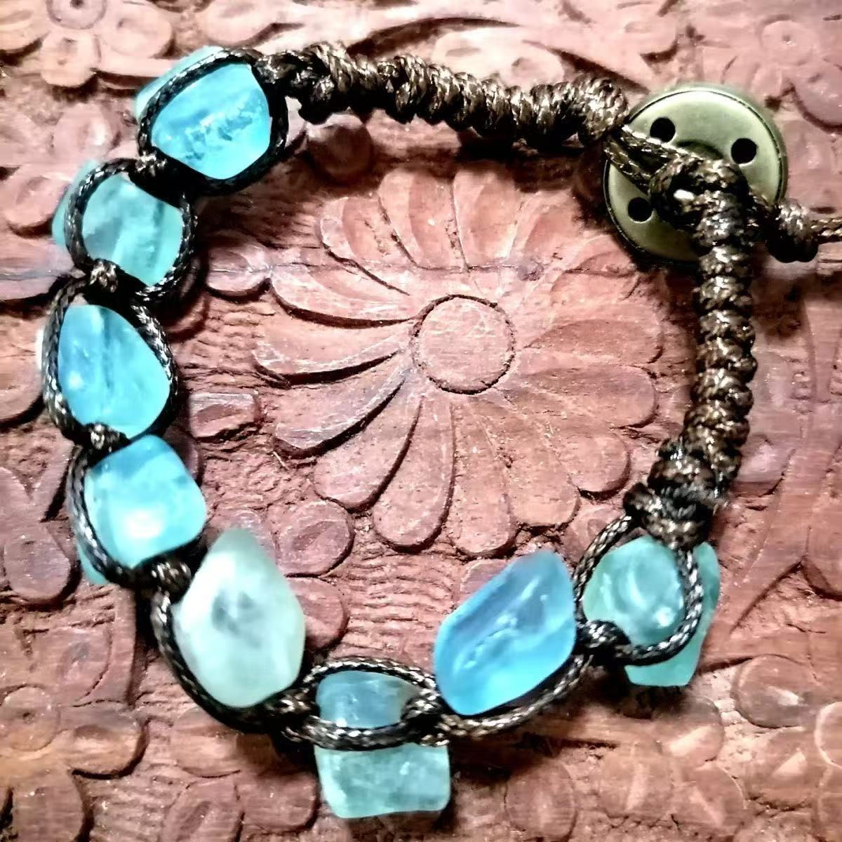 Tibetan Himalayan Blue Quartz Macramé Spiritual Calming Bracelet