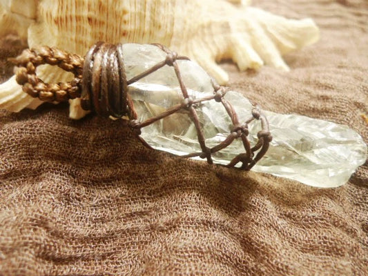 Handmade with Ingenuity: Natural Raw Crystal Braided - Rope Pendant, Unlock the Natural Charm and Rhythm